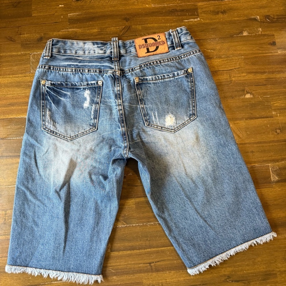 Dsquared Wash Distressed Holes/Rips Denim Shorts - Picture 2 of 9